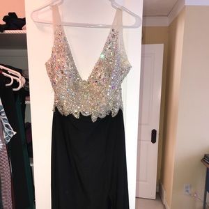 black sequin prom dress